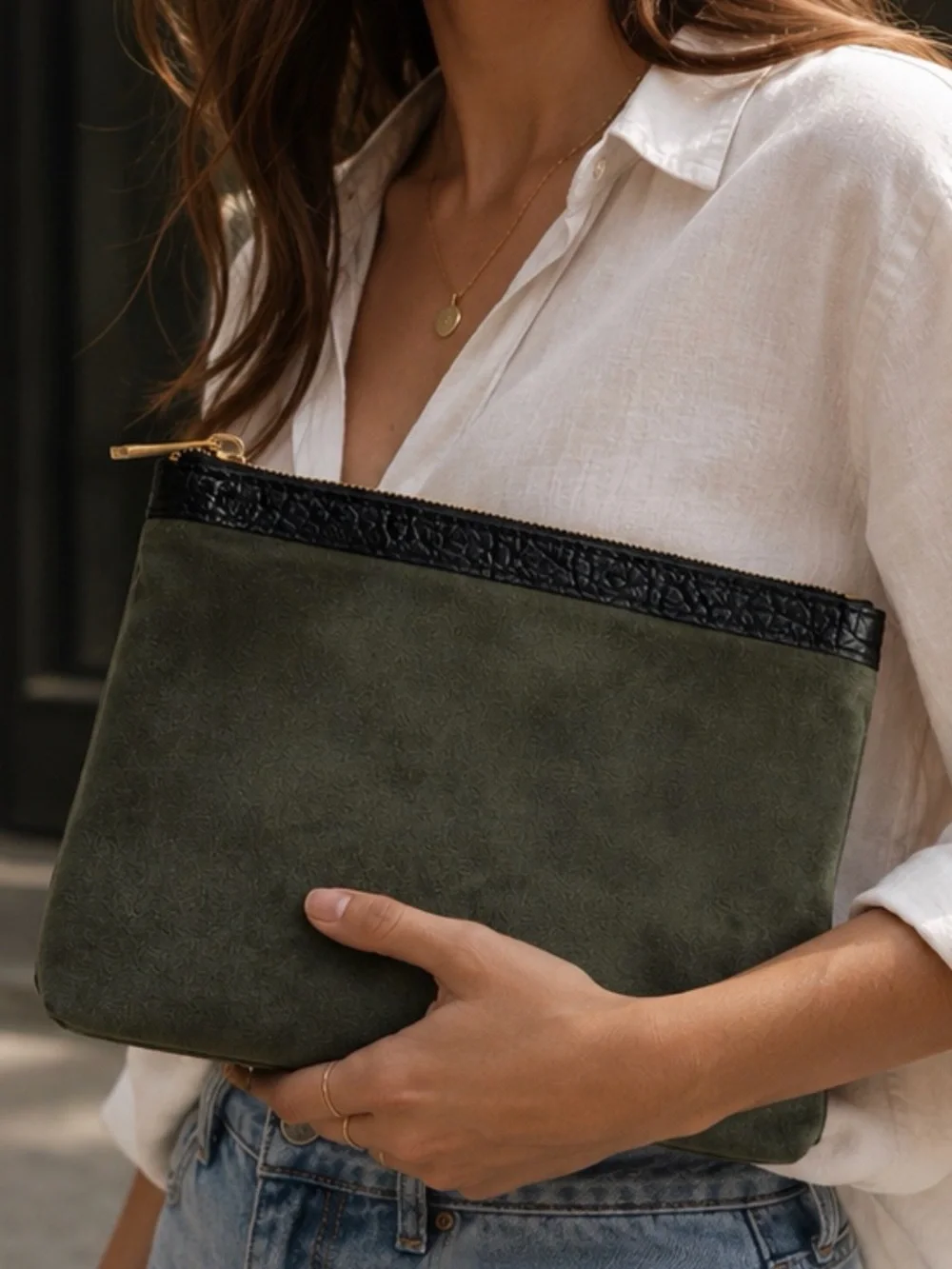 Smaak Amsterdam Olive Green Leather Pouch